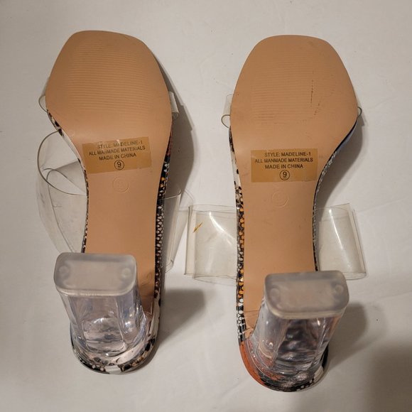 Unilady Womens Transparent Block Heel Multicolor Sandals Size 9 - Picture 7 of 10